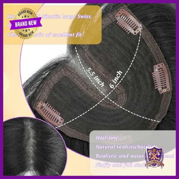 20 Inch Synthetic Hair Topper for Thinning Hair, Heat Resistant Clip In main image 6